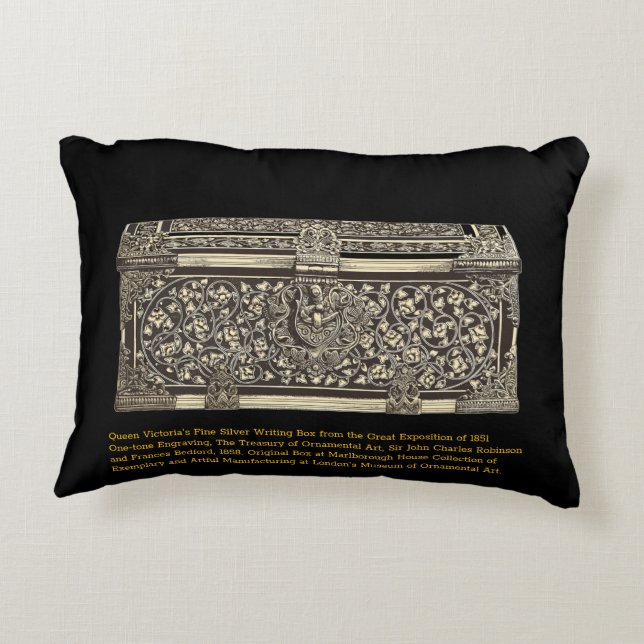Engraving Queen Victoria's Silver Writing Box Decorative Cushion (Back)