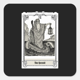 engraving tarot The Hermit IX Square Sticker