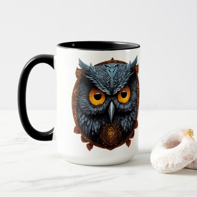 Enigma Ascendant: Apollyon Sigil Owl White Mug (With Donut)
