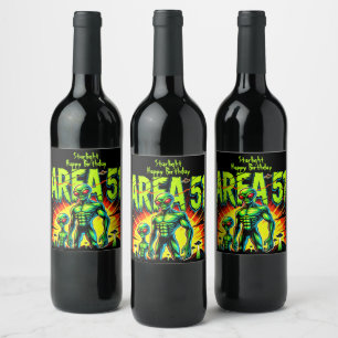 Enigmatic Aliens Appear Near Area 51 Wine Label
