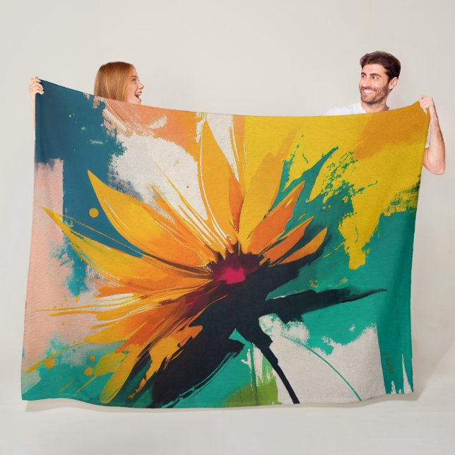 Enigmatic Blossom – A Dance Of Colour And Motion Fleece Blanket (In Situ)