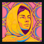 Enigmatic Brazilian Woman in Vibrant Pop Art Poster<br><div class="desc">This artwork features a captivating portrait of a Brazilian woman, rendered in a bold Pop Art style. Her head is covered by a yellow headscarf, which is intricately detailed with patterns, suggesting traditional or symbolic significance. The use of a vibrant color palette, dominated by yellow, pink, and hints of blue...</div>