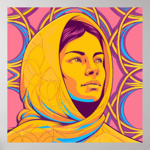 Enigmatic Brazilian Woman in Vibrant Pop Art Poster