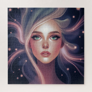 Enigmatic Emerald Eyes Goddess Jigsaw Puzzle