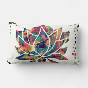 Enigmatic Oriental Lotus Flower Original Abstract Lumbar Cushion