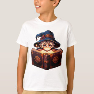 “Enigmatic Spellcaster with Grimoire” T-Shirt