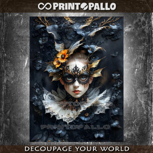 Enigmatic venetian masked lady tissue paper