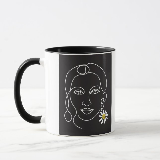 Enigmatic Woman - line art Design Mug (Left)