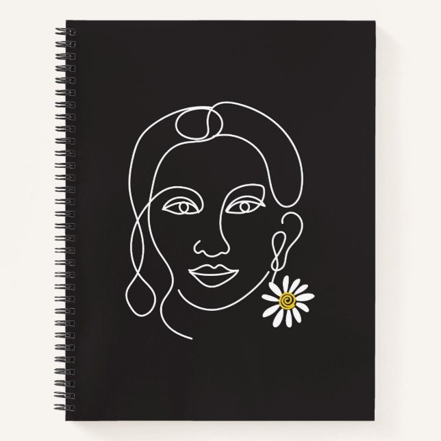 Enigmatic Woman - line art Design Notebook (Front)