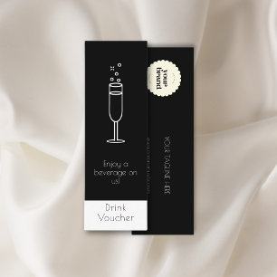Enjoy a Beverage on us Logo Black Drink Voucher Mini Business Card
