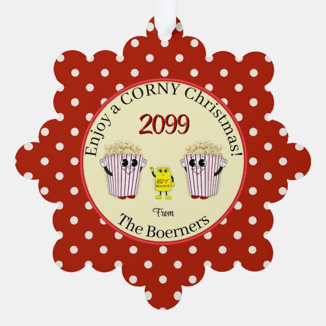 Enjoy A Corny Christmas! Popcorn Ornament Card (Back)