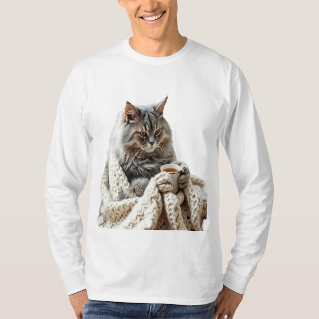 Enjoy Cat Winter Tea  T-Shirt (Front)