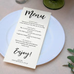 Enjoy Charming Calligraphy Elegant Wedding Menu<br><div class="desc">Charming black and white wedding menu with a combination of a clean modern font and a bold black script. Add your names and wedding menu. Trendy minimal wedding menu in black and white. Enjoy wedding menu personalised with your names.</div>