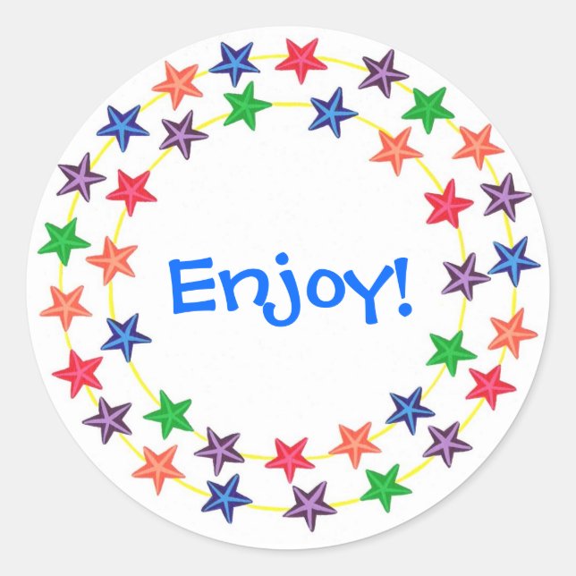 Enjoy, Circle of colourful stars stickers (Front)