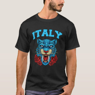 Enjoy Cool Italy With Wild Floral Tiger Illustrati T-Shirt