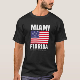 Enjoy Cool Miami Florida With Usa Flag Illustratio T-Shirt