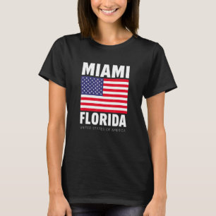 Enjoy Cool Miami Florida With Usa Flag Illustratio T-Shirt