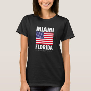 Enjoy Cool Miami Florida With Usa Flag Illustratio T-Shirt
