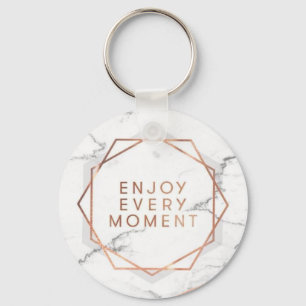 Enjoy Every Moment Rose Gold Marble Key Chain
