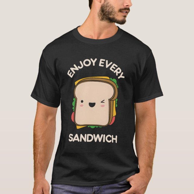 Enjoy Every Sandwich Kawaii Foodie Warren Zevon Qu T-Shirt (Front)