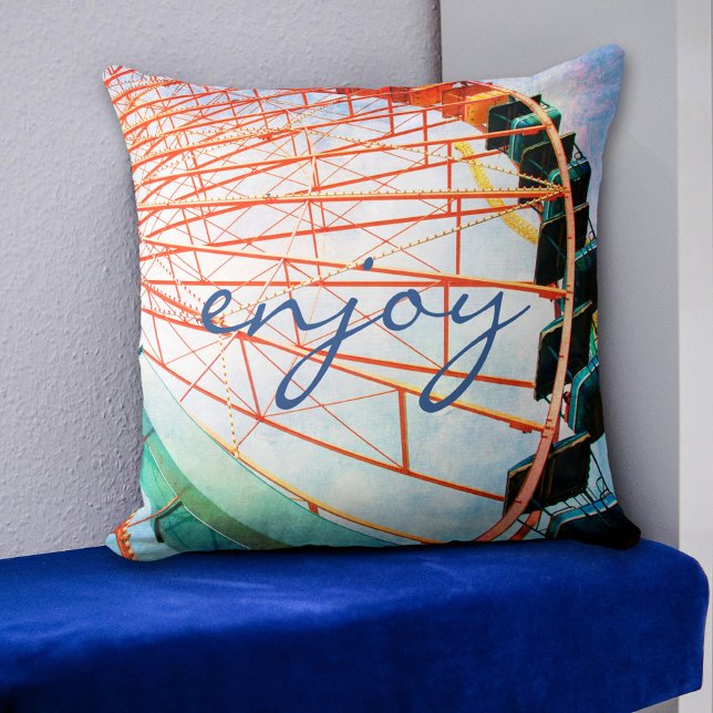 Enjoy Ferris Wheel Roller Coaster Carnival Photo Cushion (Creator Uploaded)