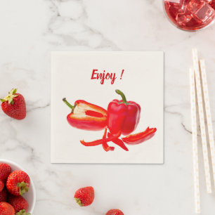 Enjoy fresh red pepper photo with text napkin