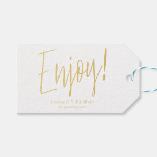 "Enjoy" Gold Calligraphy Wedding Favour Tag