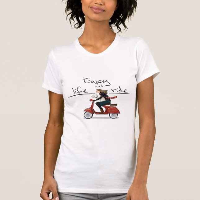 Enjoy life and ride vespa T-shirt (Front)