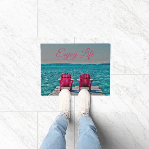 Enjoy Life At The Cottage Rustic Adirondack Chairs Doormat