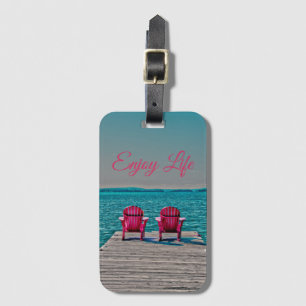 Enjoy Life At The Cottage Rustic Adirondack Chairs Luggage Tag