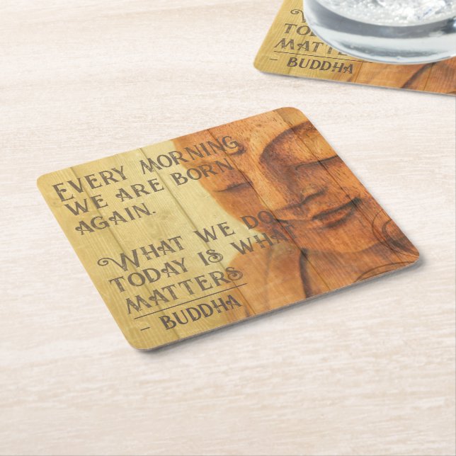 Enjoy Life Born Again Buddhism Encouragement Quote Square Paper Coaster (Angled)