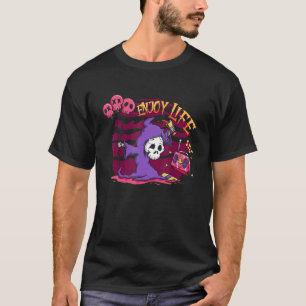 Enjoy Life Grateful Pastel Goth Grim Reaper Death  T-Shirt