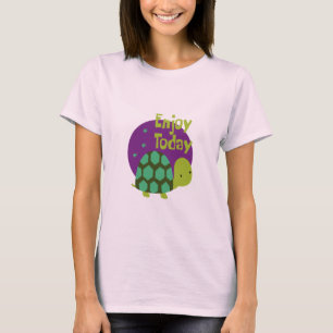 Enjoy life Kawaii cute funny green turtle  T-Shirt