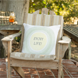 Enjoy Life! - Light Green Yellow Grunge Circles Cushion