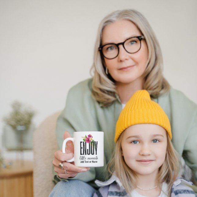 Enjoy Little Moments Modern Chic Floral Espresso Cup (Creator Uploaded)