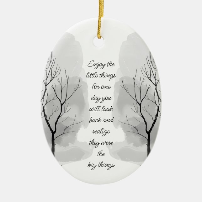 Enjoy Little Things Inspirational Life Quote Ceramic Tree Decoration (Front)