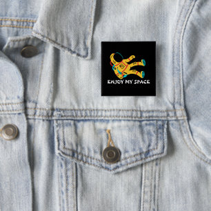 Enjoy My Space Cute Astronaut Square Button