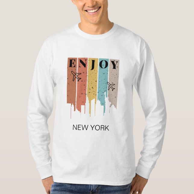 ENJOY NEWYORK, buildings, planes | Travelling  T-Shirt (Front)