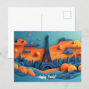 Enjoy Paris Paper Quilling Art Postcard