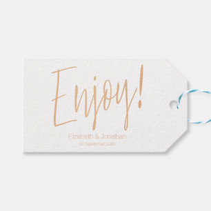 "Enjoy" Rose Gold Calligraphy Wedding Favour Tag
