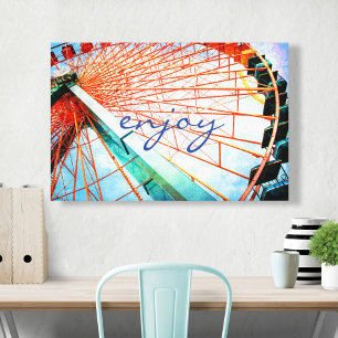 Enjoy Script Carnival Ferris Wheel Photo Bold Canvas Print