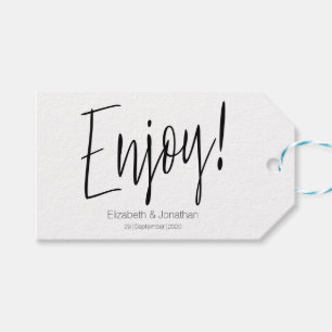 Enjoy Simple Calligraphy Wedding Favour Tag