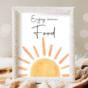 Enjoy Some Food Table Boho Sunshine Birthday Poster