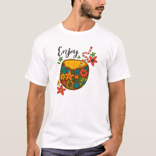 Enjoy Summer Drink – Tropical Floral Coconut Art T-Shirt