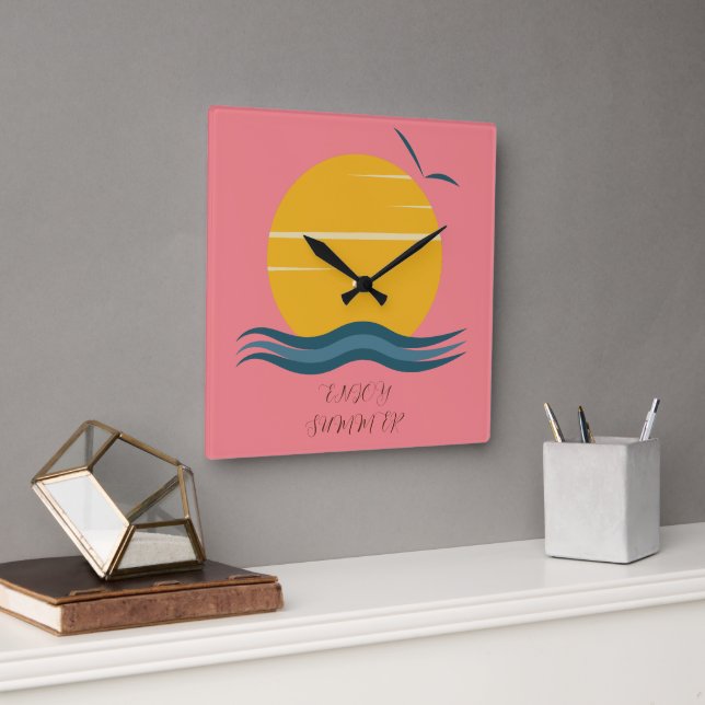 ENJOY SUMMER SQUARE WALL CLOCK (Office)