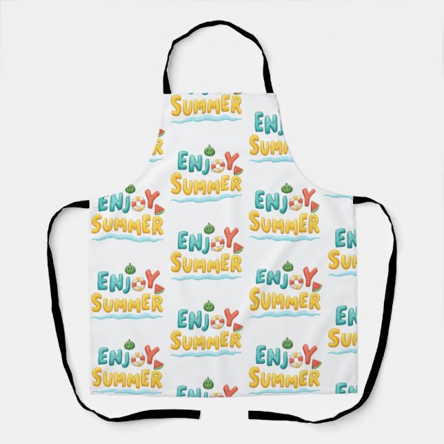 Enjoy Summer Text Illustration Apron (Front)