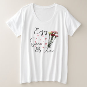 Enjoy summer time Modern women white Plus Size T-Shirt