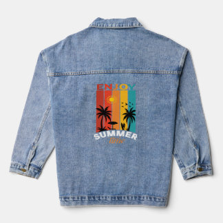 Enjoy Summer Time Retro Beach Tee Denim Jacket