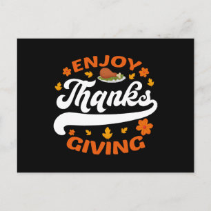 enjoy thanksgiving food turkey thankful postcard