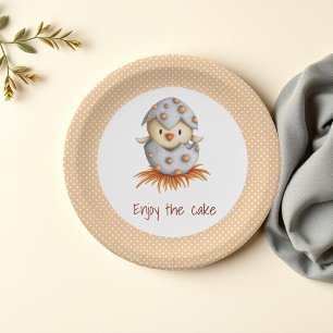 Enjoy the Cake White Polka Dot Baby Bird Hatching  Paper Plate